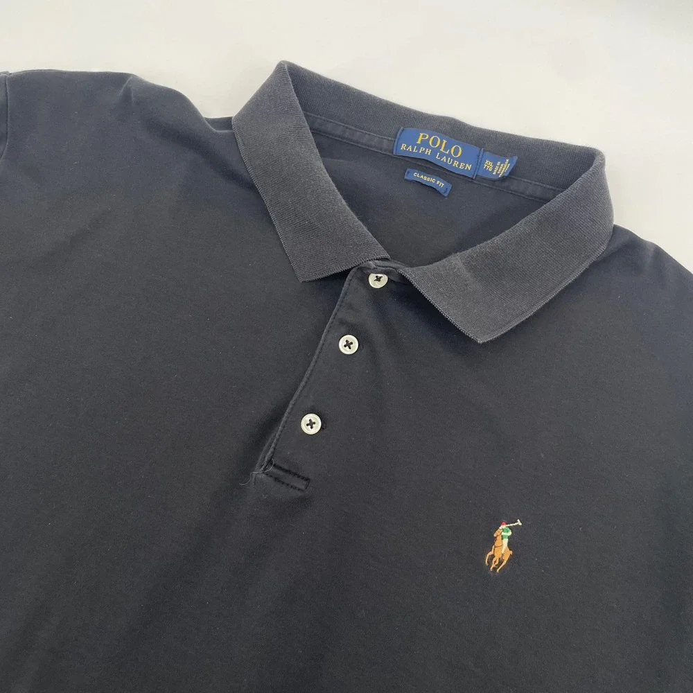 Polo Ralph Lauren Polo Shirt Mens XXL Black Classic Fit Cotton Pony Logo